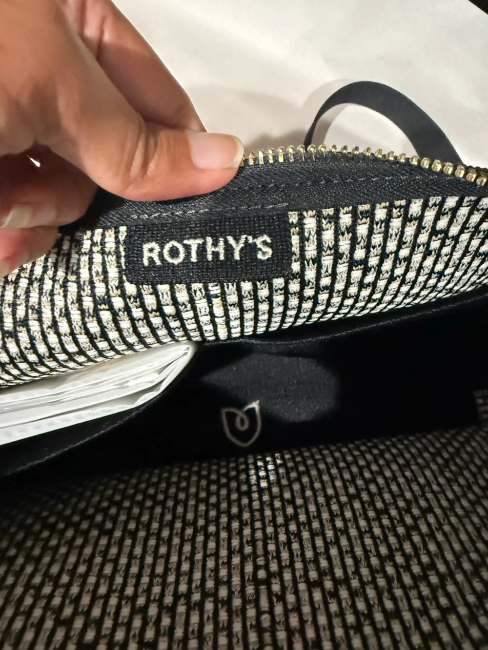 Rothy’s Textured Black and White Crossbody Bag with Adjustable Strap NWT